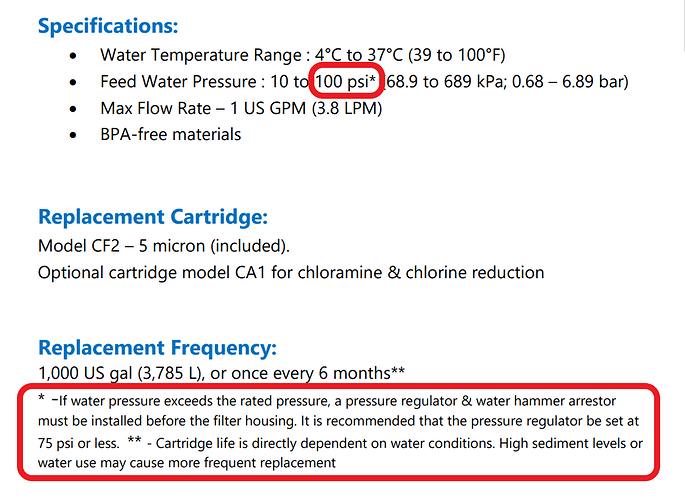 water filter psi