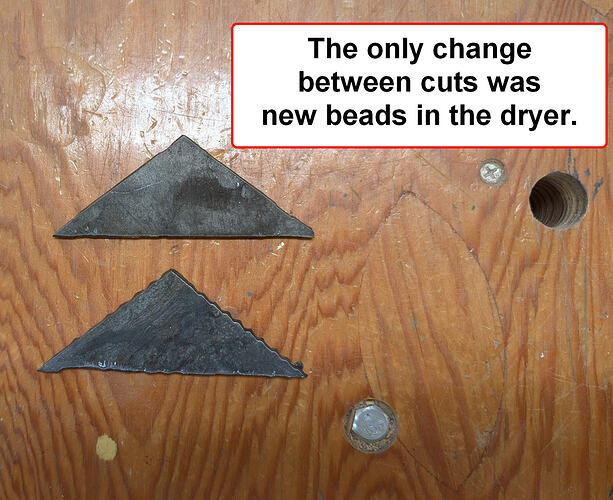 Two triangles before and after new beads