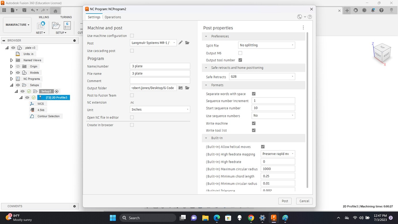 Fusion 360 post processing error (Solved) - Fusion 360 - CAM - Langmuir ...
