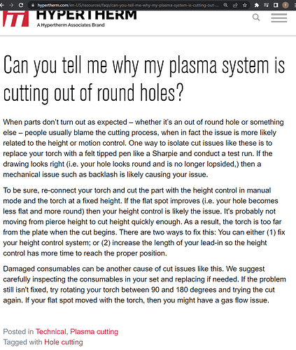 hypertherm cutting better holes2