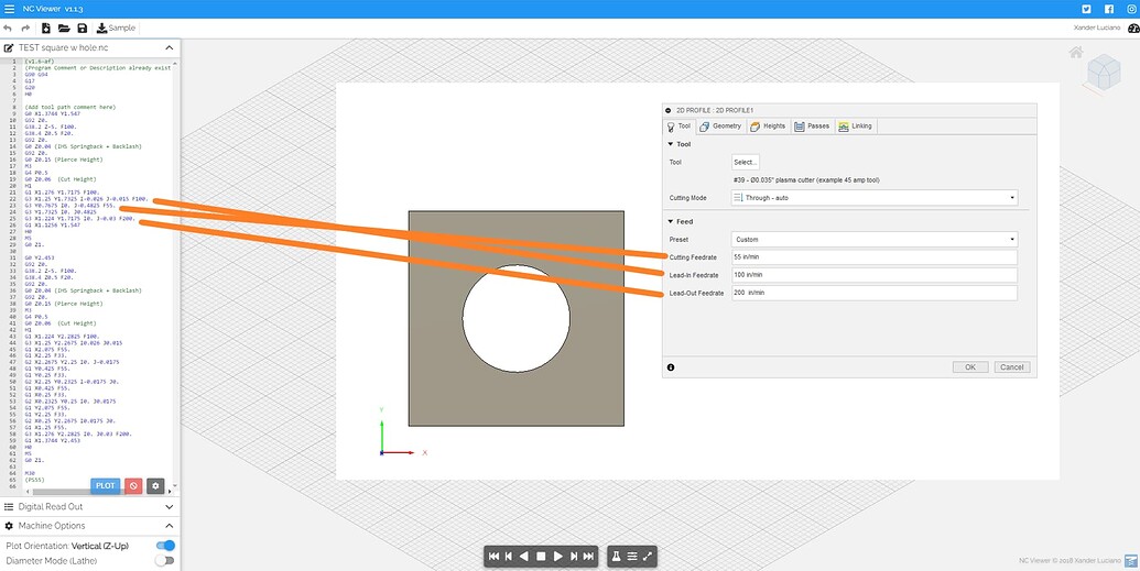 Fusion 360 plasma post mods added tool settings, small circle speed